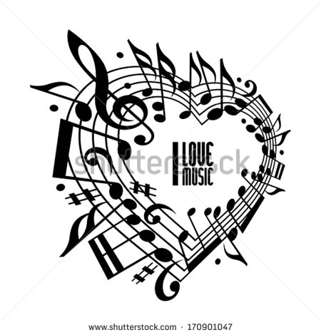 I Love Music Black and White