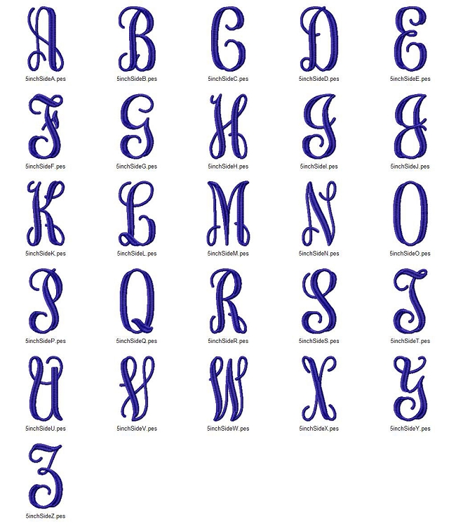 Large Vine Monogram Embroidery Font Large Vine Monogram Embroidery Font