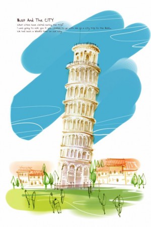 Leaning Tower of Pisa Illustration