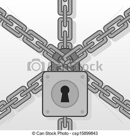 Lock with Chain Drawing Lock with Chain Drawing