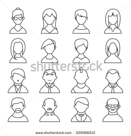 People Outline Black and White