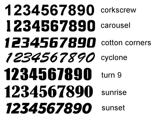 Race Car Number Fonts Styles