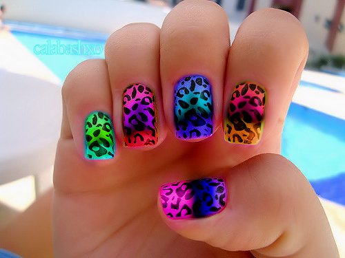 Rainbow Cheetah Nails