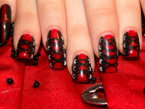 Red and Black Nail Design