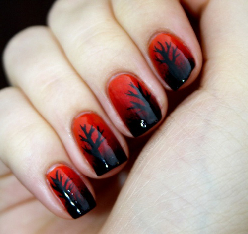 Red and Black Nail Design