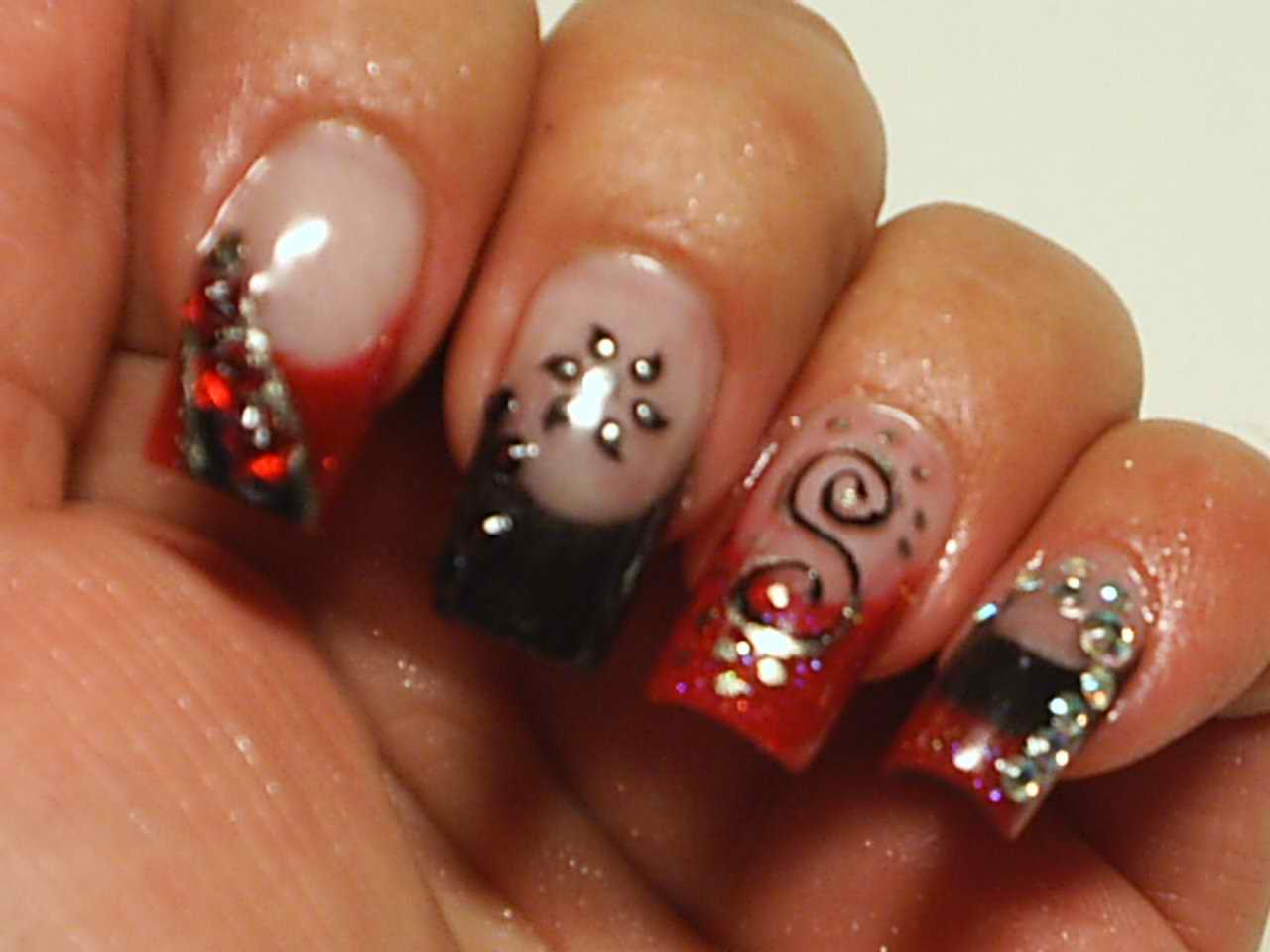 Red and Black Nail Design