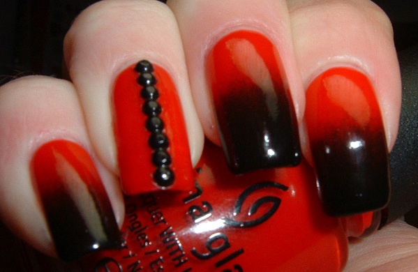 Red and Black Nail Design