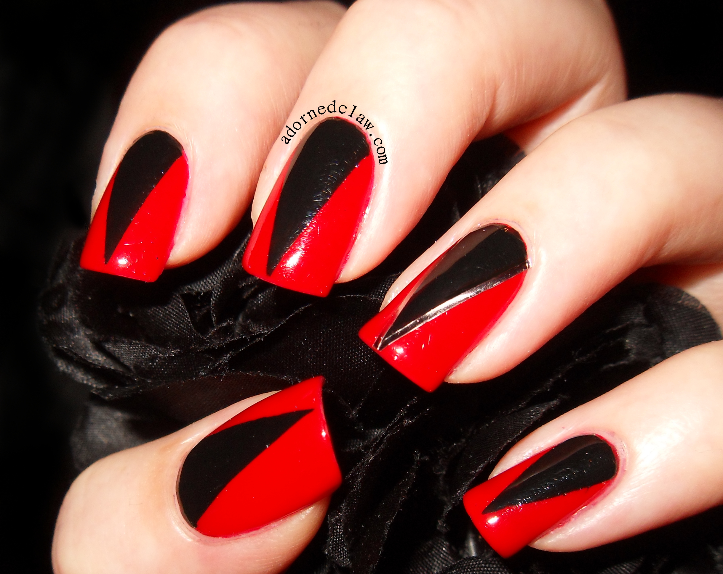 Red and Black Nail Design