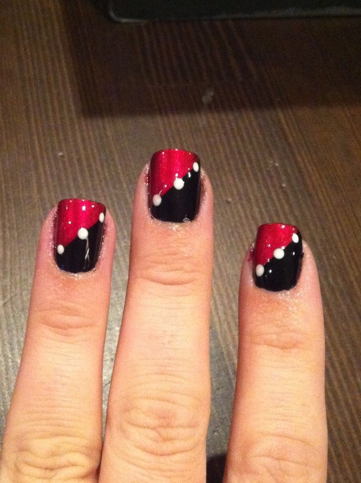 Red and Black Nail Design