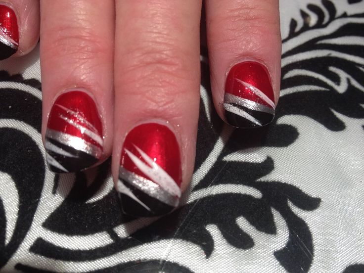 Red White and Black Nail Design