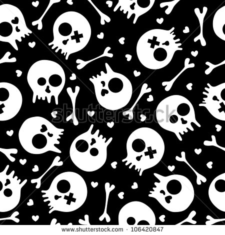 Seamless Black and White Skulls