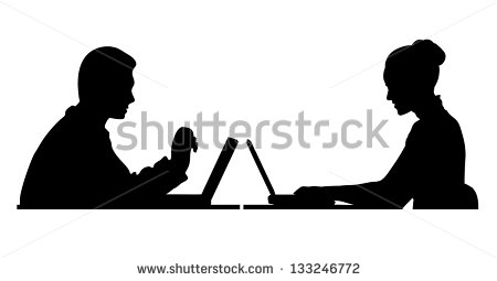 Silhouette Person On Computer Silhouette Person On Computer