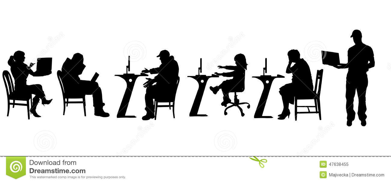 Silhouette Person On Computer Silhouette Person On Computer