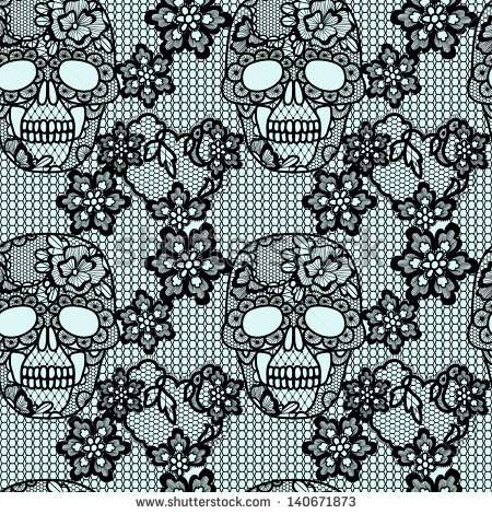 Skull with Black Lace Pattern Vector