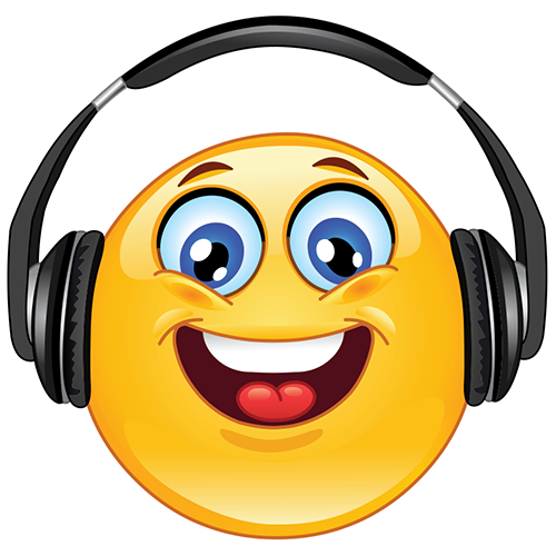 Smiley-Face Listening Music