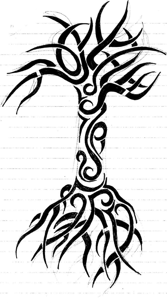 Tree with Roots Tattoo Designs Tribal