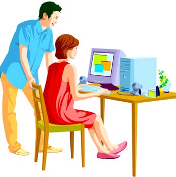 Vector Person On Computer Vector Person On Computer