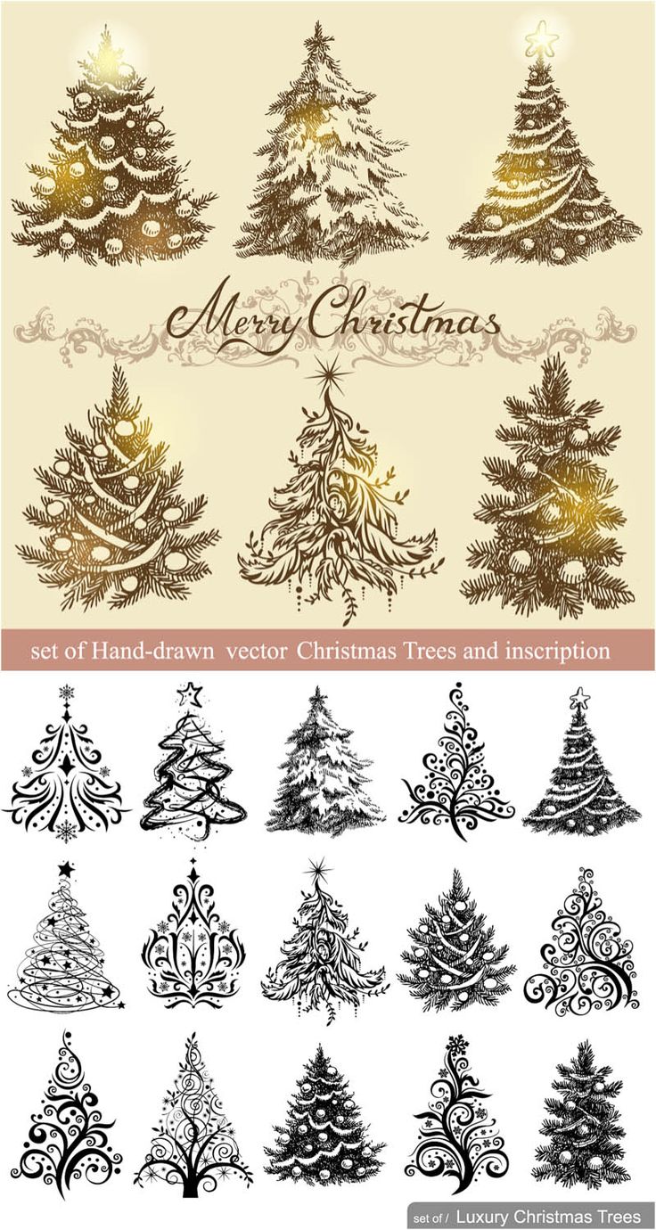 Vintage Christmas Tree Vector