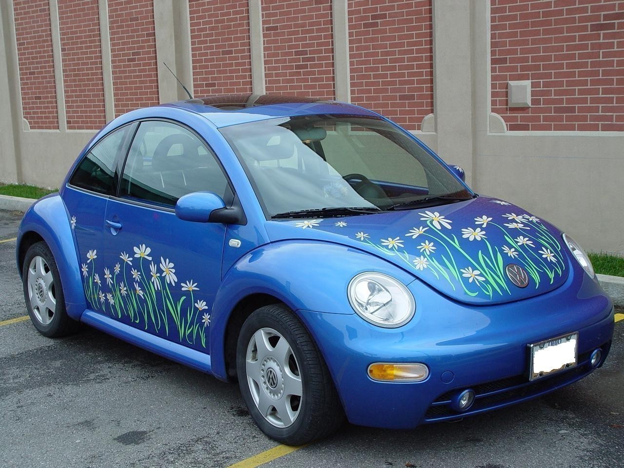 VW Beetle with Flower Decals Stickers