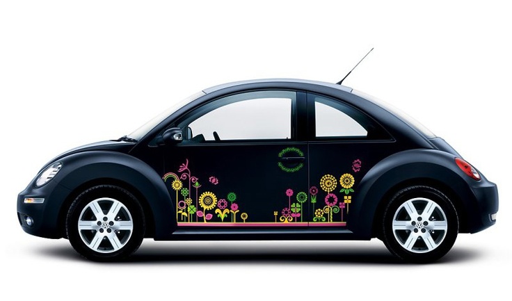 VW Beetle with Flower Decals Stickers