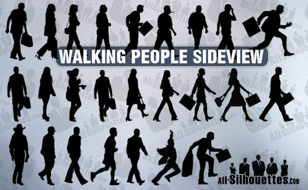Walking People Silhouette Vector