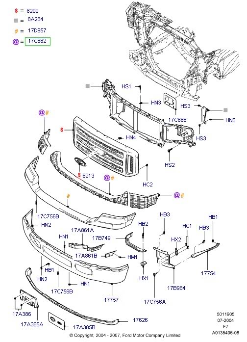 2003 Ford F-250 Front Bumper Parts Diagram 2003 Ford F-250 Front Bumper Parts Diagram