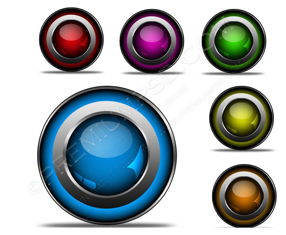 3D Glossy Buttons PSD