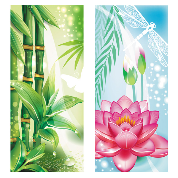 Bamboo and Lotus Flower Vector Free