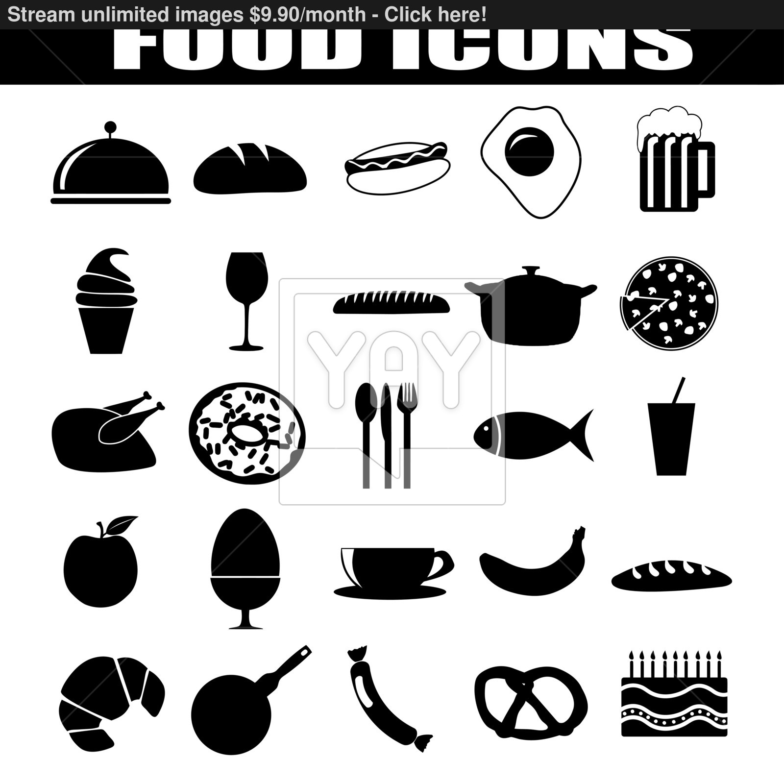 Black and White Food Icon Vector
