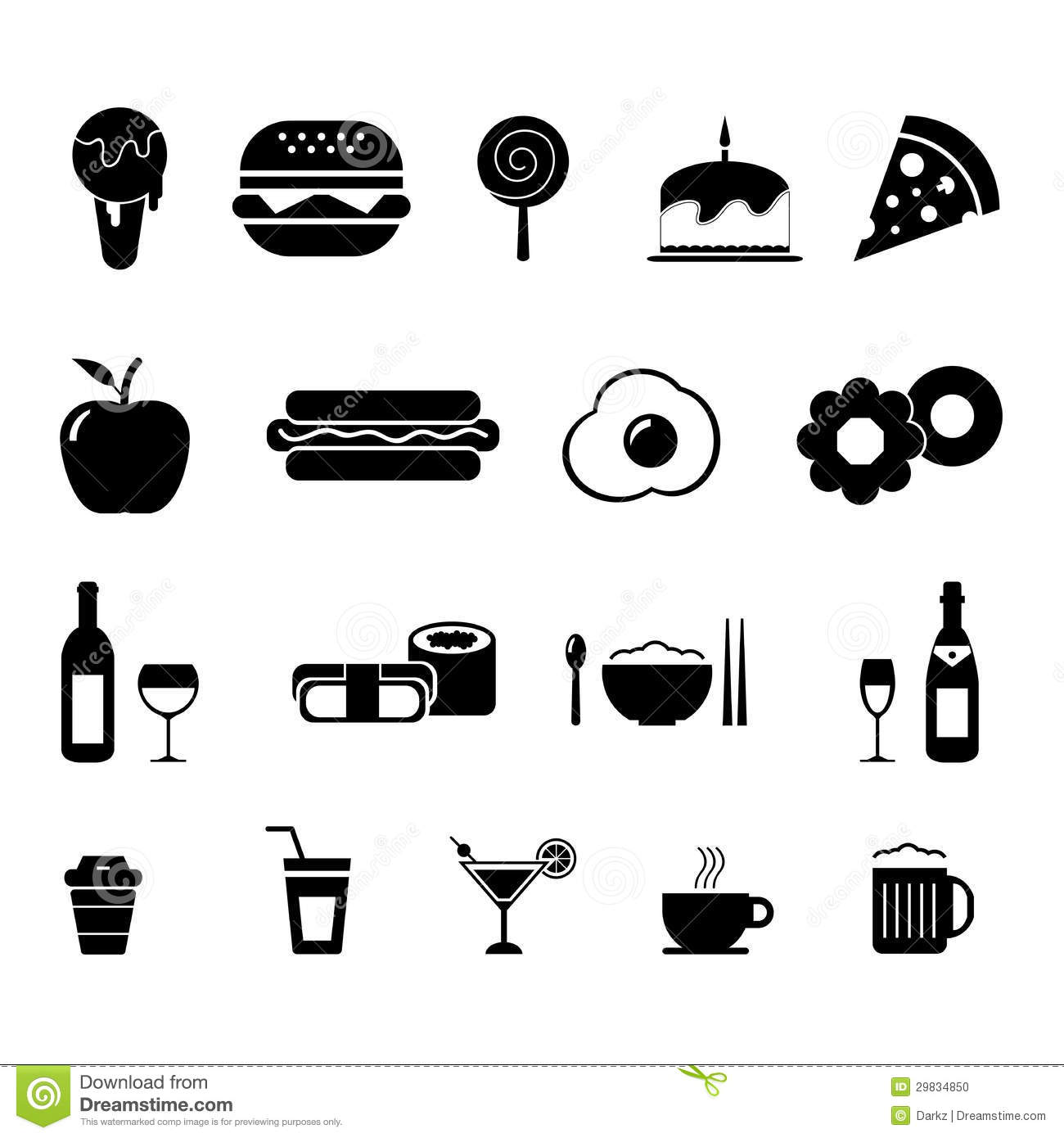 Black and White Food Icons