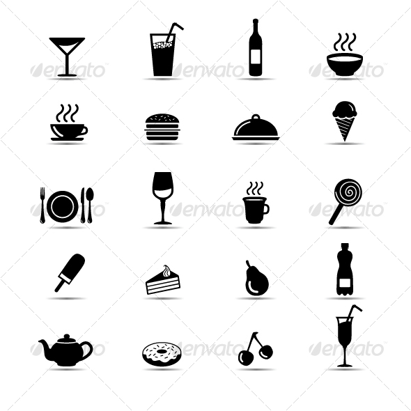 Black and White Food Icons