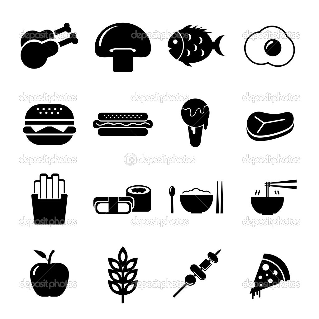 Black and White Food Icons