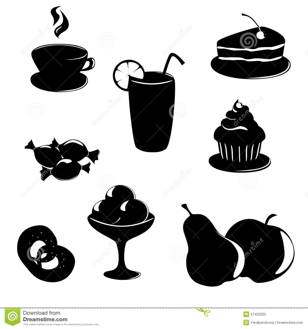 Black and White Food Icons