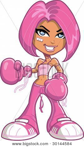 Cartoon Girl Boxers Fighters