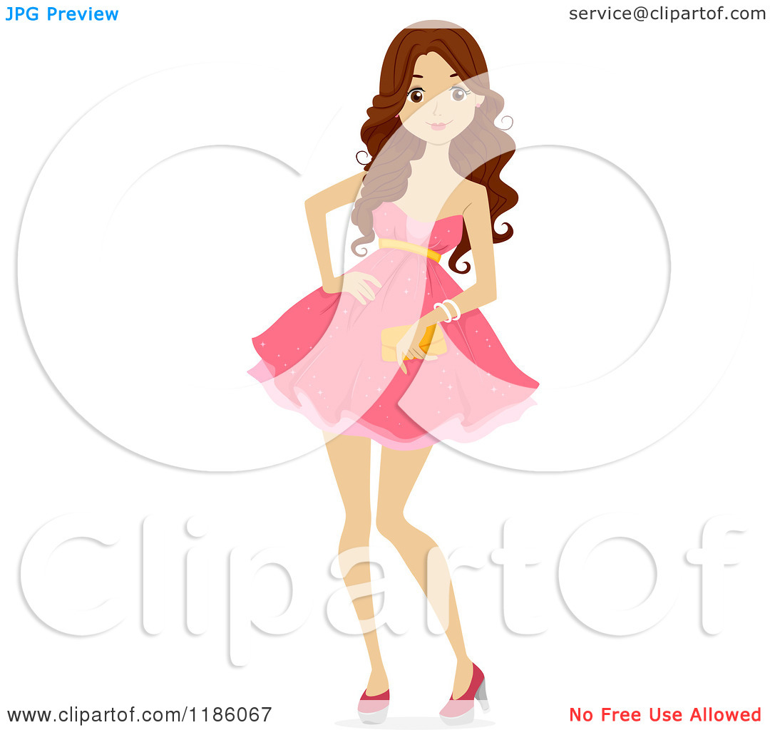 Cartoon Girl Wearing Pink Dress