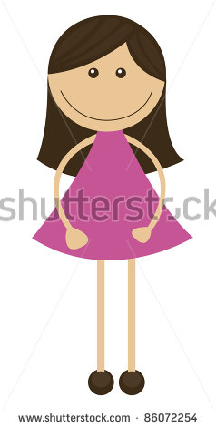 Cartoon Girl with Pink Dress