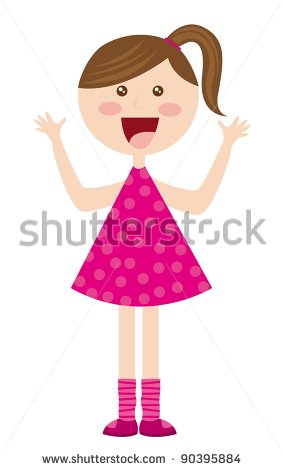 Cartoon Girl with Pink Dress