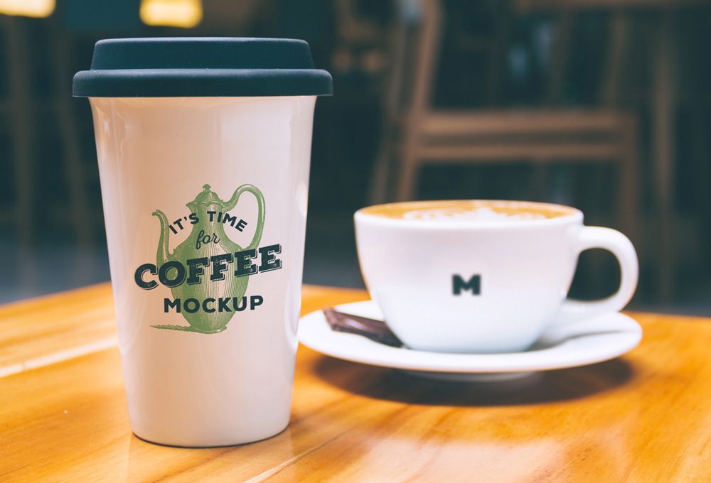 10 Coffee Shop Laptop PSD Mockup Images