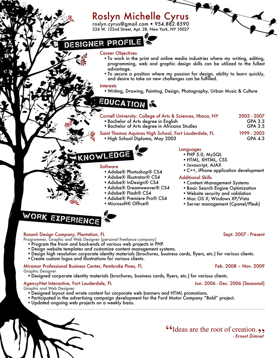 Creative Graphic Design Resume Creative Graphic Design Resume
