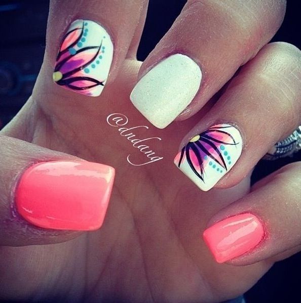 Cute Summer Nails Design Flower