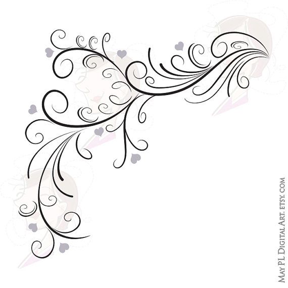 Elegant Wedding Swirl Border Clip Art