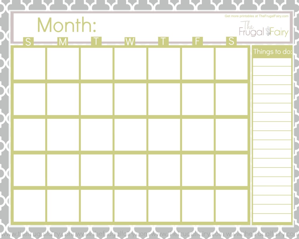 Free Blank Calendar Printables