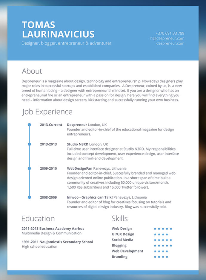 Free Modern Resume Templates Free Modern Resume Templates