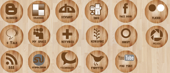 Free Wood Social Media Icons