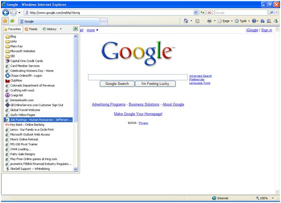Internet Explorer Favorites