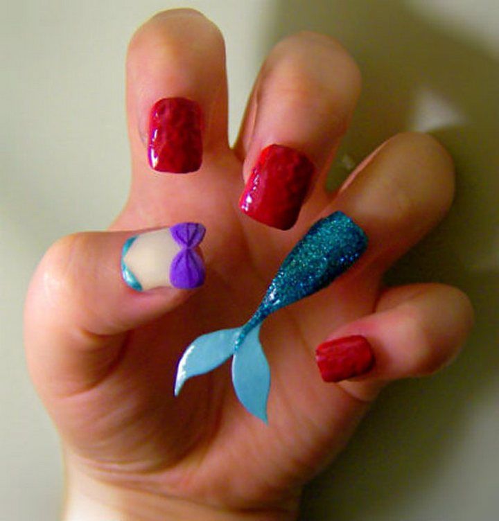 Little Mermaid Nail Art Little Mermaid Nail Art