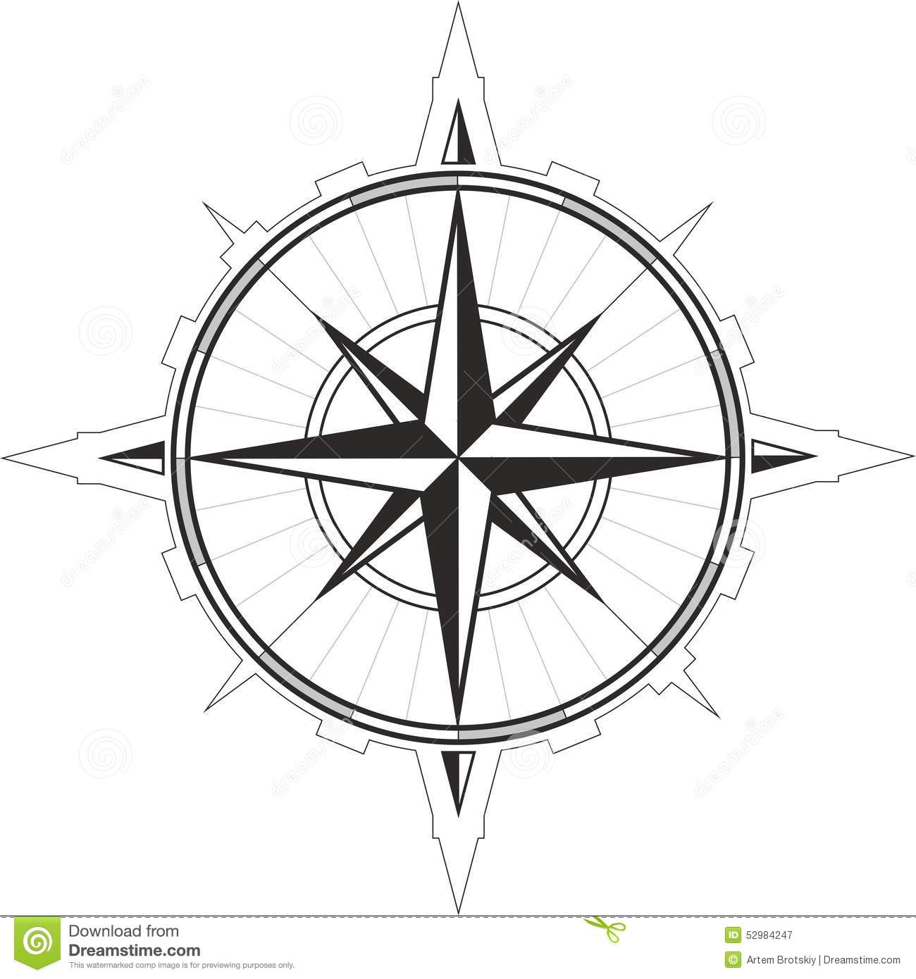 Nautical Compass Wind Rose Vector