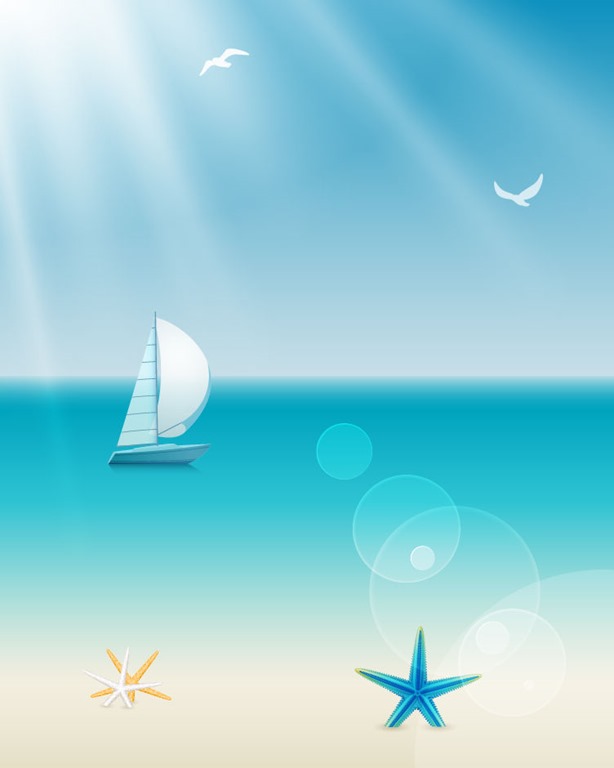 Ocean Beach Summer Vector Graphics