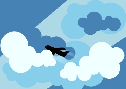 Plane Flying through Clouds Clip Art