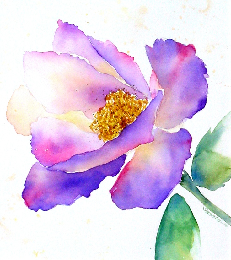 Purple Flower Watercolor Painting